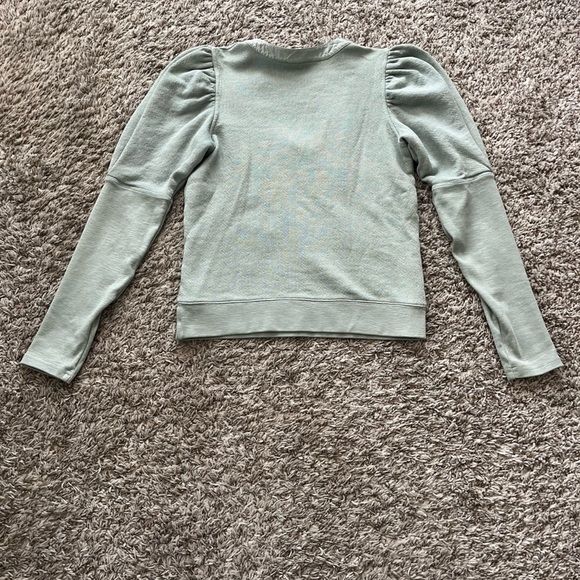 Ulla Johnson Jude Puff Sleeve Sweatshirt in Blue Green Women's Size P - Picture 5 of 14
